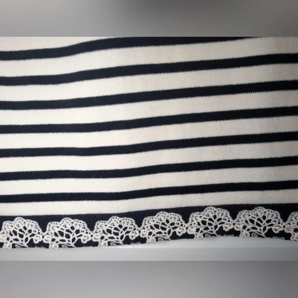 Talbots Black White Striped Sailor Shift Dress Small Petite Preppy Nautical SP - Picture 4 of 6